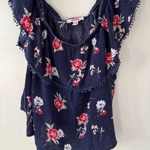 Blue Crop top Floral Blouse